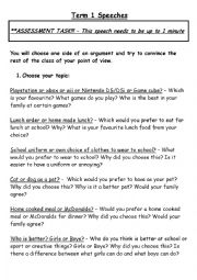 English Worksheet: Public Speaking Assessment