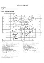 English Worksheet: Crossword