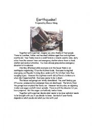 English Worksheet: Earthquake Survival Situation