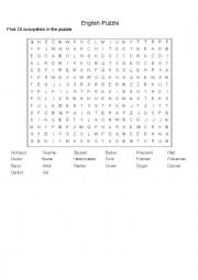 English Worksheet: Occupation puzzle