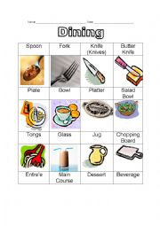 English worksheet: Dining