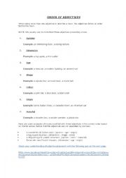 English worksheet: Adjectives order