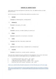 English Worksheet: Adjectives order