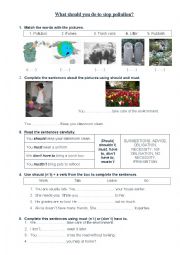 English Worksheet: What should you do to stop pollution?