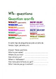 English Worksheet: Wh- questions 
