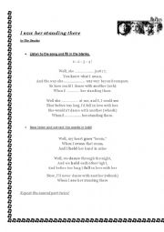 English Worksheet: I saw her standing there