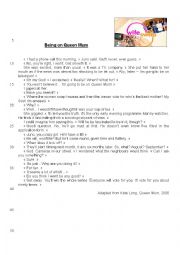 English Worksheet: Being on Queen Mum