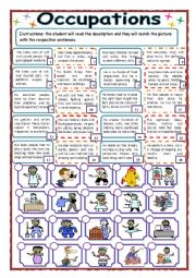 English Worksheet: Describing and Matching Occupations