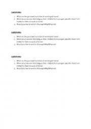 English worksheet: WORK AT HOME - QUESTIONS