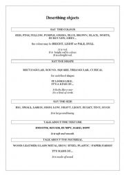 English Worksheet: Describing objects