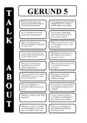 English Worksheet: Gerund - infinitive 5 - conversation cards (editable)