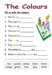 English Worksheet: Colours worksheet