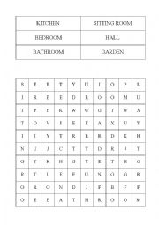 English Worksheet: Rooms wordsearch