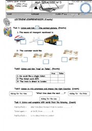 English Worksheet: mid term test 3  for 8TH  form