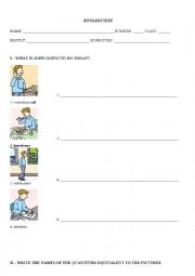 English worksheet: Test  on past simple and going to