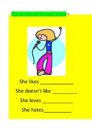 English worksheet: LIKE NOT LIKE HATE AND LOVE