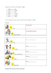 English Worksheet: Can Cant Coul Couldnt Exercises