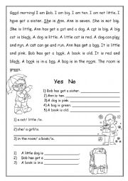 English Worksheet: Reading