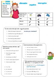 English Worksheet: verb: TO HAVE