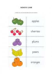 English Worksheet: Memory game fruits