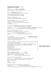 English Worksheet: Rolling in the deep by Adele