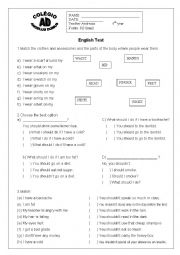 English Worksheet: Test - Should or Shouldnt