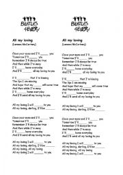 English Worksheet: All my loving