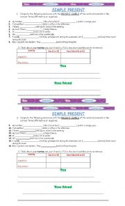 English Worksheet: Simple Present worksheet
