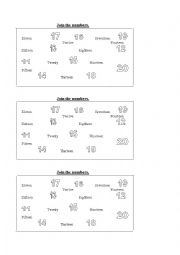 English Worksheet: Join numbers 11 to 20