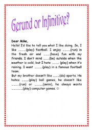 English Worksheet: Gerund or Infinitive??? 