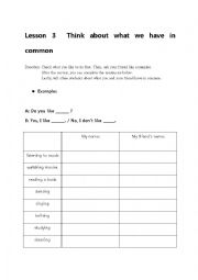 English Worksheet: what we have in common