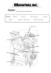 English Worksheet: Monsters Inc. Bedroom