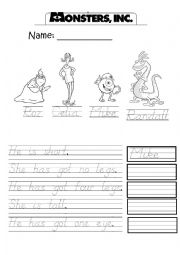 English Worksheet: Monsters Inc. Body Parts 2