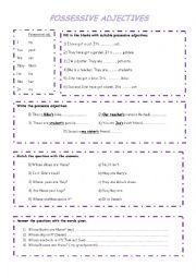 English Worksheet: possessive adjectives