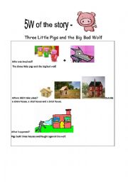 English Worksheet: 5W of the story three little pigs