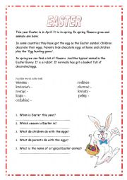 English Worksheet: Easter - text + exercises