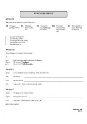English Worksheet: Ethics and Values (Could, Would, Should)