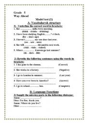 English worksheet: varied questions for primary students