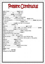 English Worksheet: Present Continuous Tense