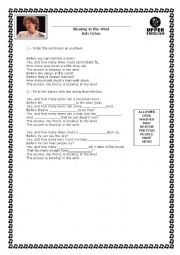 English Worksheet: Blowing in the wind