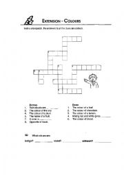 English worksheet: Crossword Colours