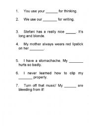 English Worksheet: Body parts