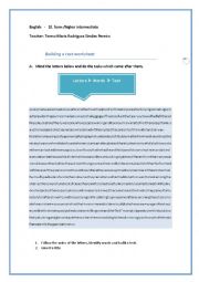 English Worksheet: Building a text