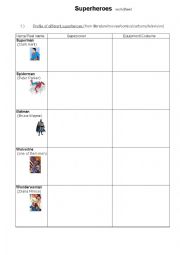 English worksheet: Superheroes 