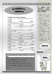 English Worksheet: Relatives clauses