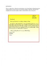 English Worksheet: Writing an informal letter