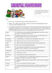 English Worksheet: Medievial Professions