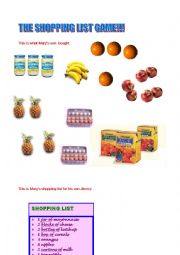 English Worksheet: The shopping list