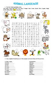 English Worksheet: ANIMAL LANGUAGE 