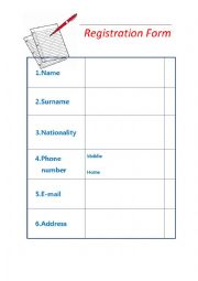 English Worksheet: Personal information form
